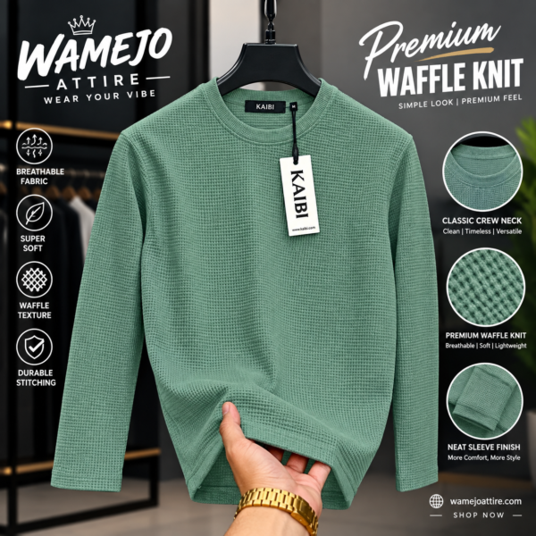 Premium Waffle Full Sleeve Tee (Mint)