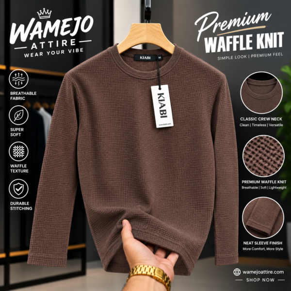 Premium Waffle Full Sleeve Tee (Coffee)