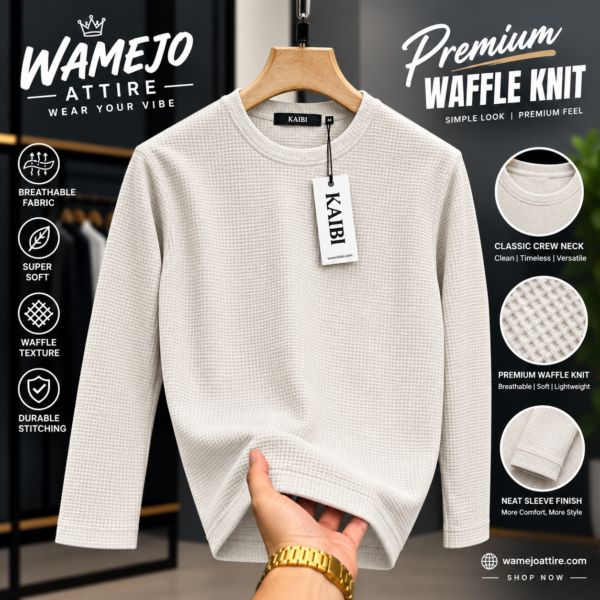 Premium Waffle Full Sleeve Tee (Cream)